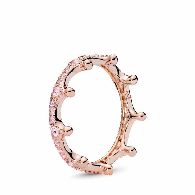 Pandora Australia Pink Sparkling Crown Stackable Ring - Pandora Rose™ | TLMIGO278